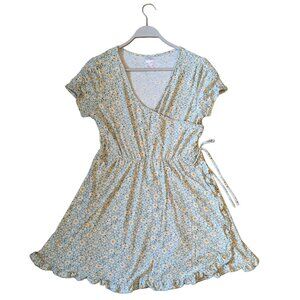 Floral Wrap Dress with Ruffle Hem